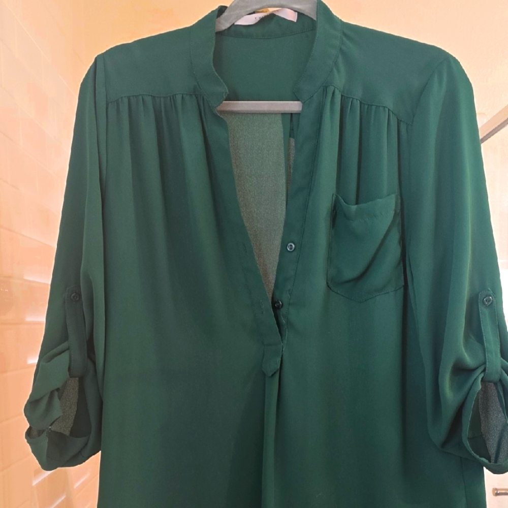 41 Hawthorn Green 3/4 Sleeve Relaxed Blouse